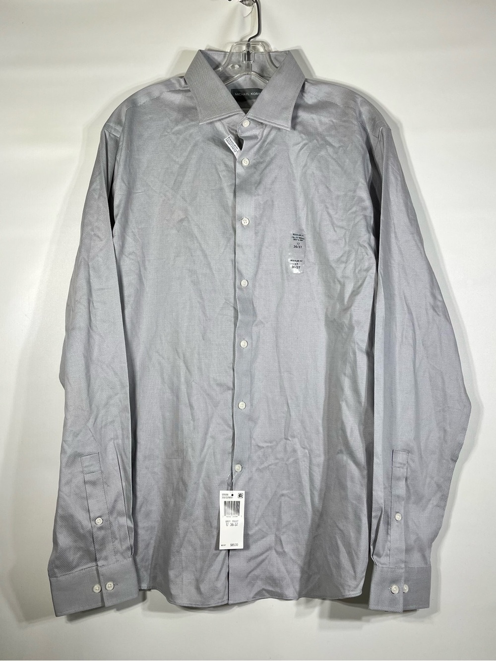 Michael Kors Light Gray Long-Sleeve Dress Shirt Mens 36/37